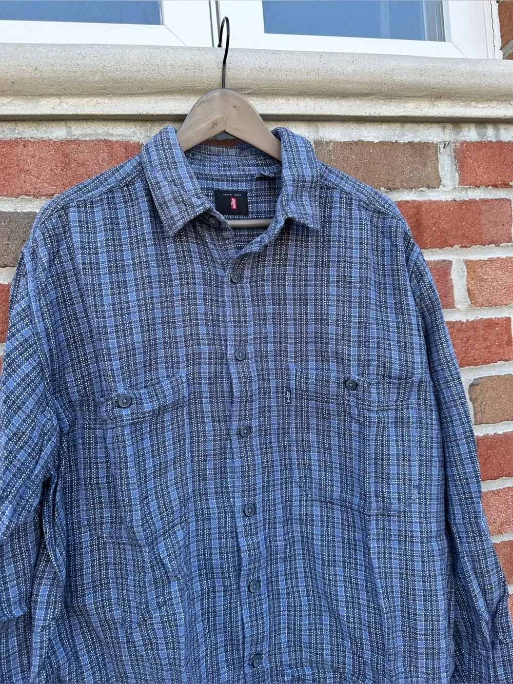 Levi's Jeans Men's 100% Cotton Plaid Button Down Thick Long Sleeve Shirt Size M